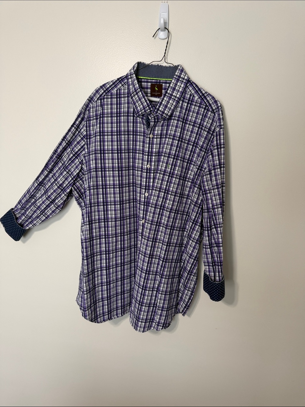 Tailorbyrd Purple Plaid Casual Button-Down Shirt